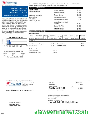 USA Vectren business utility bill download Word and PDF example